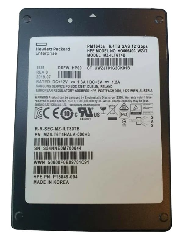 MZ-ILT6T4B - Samsung PM1645A 6.4TB SAS SFF 2.5" Solid State Drive