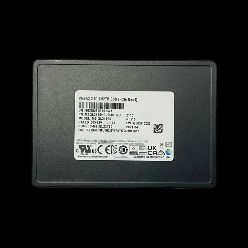 MZ-QL21T900 - Samsung PM9A3 1.92TB PCI Express NVMe TLC U.2 2.5" SSD
