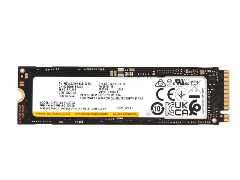 MZ-VL22T0A - Samsung PM9A1 2TB PCI Express NVMe TLC M.2 2280 SSD