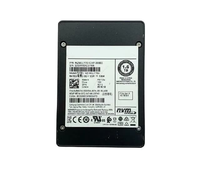 MZ-WLL1T6A - Samsung PM1725a 1.6TB PCI Express NVMe TLC U.2 2.5" SSD