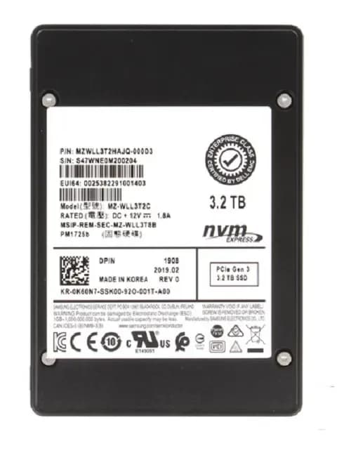Samsung MZ-WLL3T2C 3.2TB PCIe NVMe 3.0 x4 2.5-Inch Solid State Drive