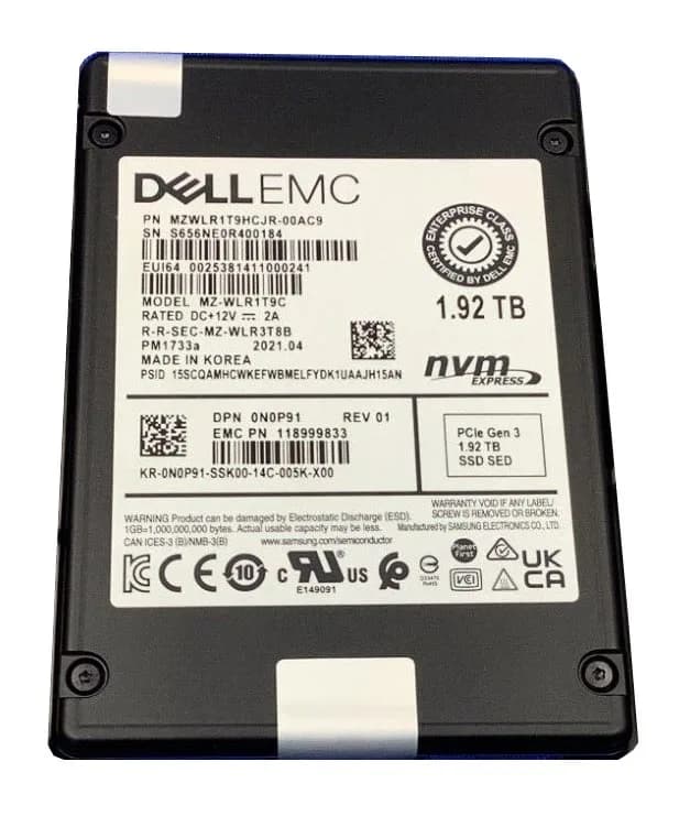 MZ-WLR1T9C - Samsung PM1733A 1.92TB PCI Express NVMe TLC U.2 2.5" SSD