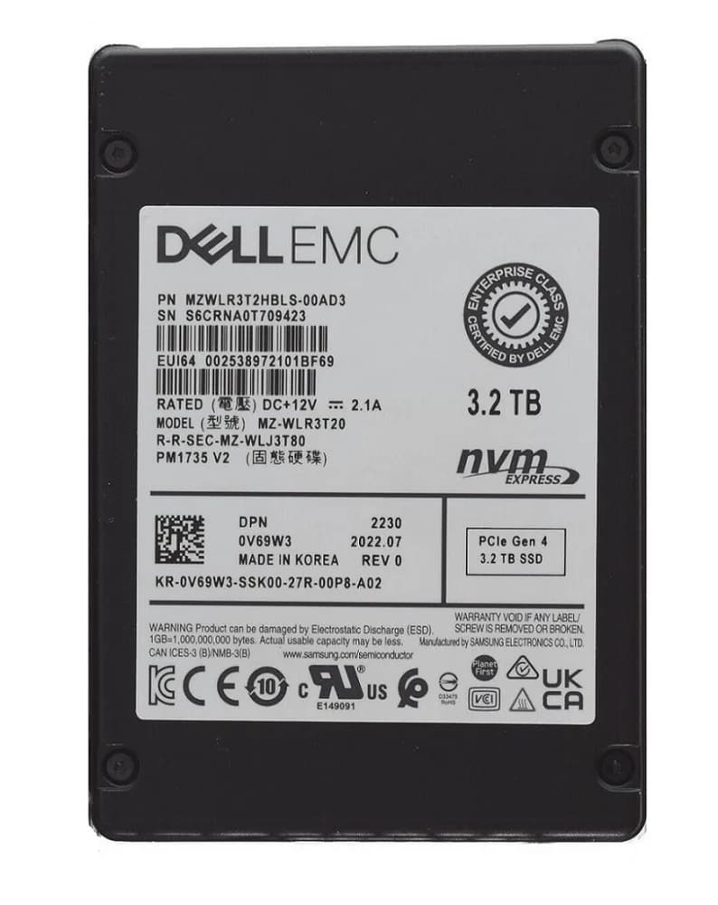 MZ-WLR3T20 - Samsung PM1735 3.2TB PCI Express NVMe TLC U.2 2.5" SSD