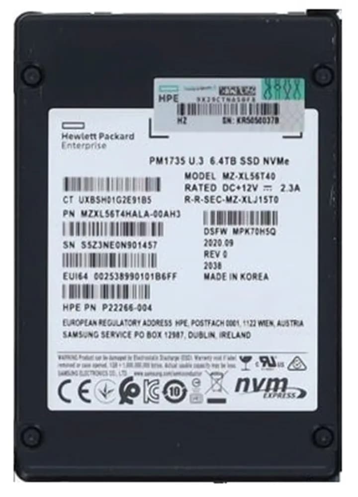 MZ-XL56T40 - Samsung 6.4TB PCI Express NVMe U.3 2.5" Solid State Drive