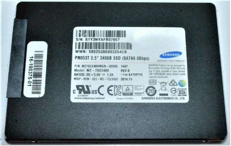 MZ7GE240HMGR - Samsung PM853T 240GB SATA TLC 2.5" Solid State Drive
