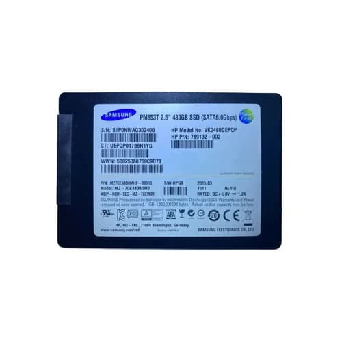 MZ7GE480HMHP-000H3 - Samsung 480GB PM853T 2.5in TLC 6Gb/s SATA SSD