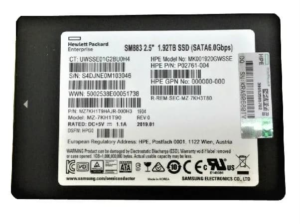 Samsung MZ7KH1T9HAJR-000H3 1.92TB SATA 6Gb/s 2.5-Inch SSD