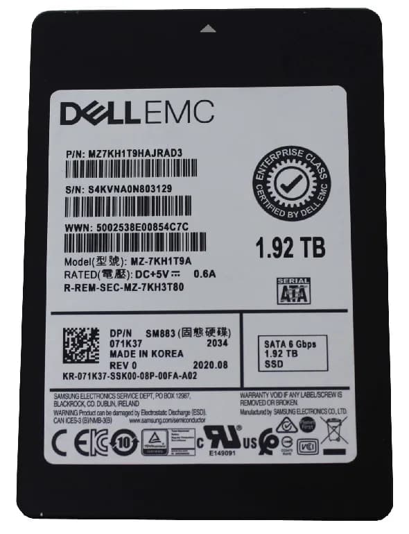 Samsung MZ7KH1T9HAJRAD3 1.92TB SATA 6Gb/s 2.5-Inch Solid State Drive