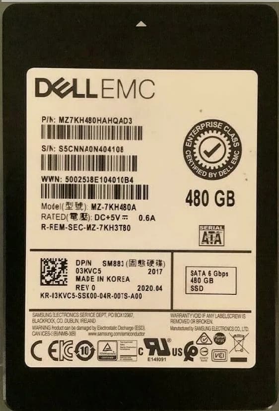 Samsung MZ7KH480HAHQAD3 480GB SATA 6Gb/s 2.5-Inch Solid State Drive