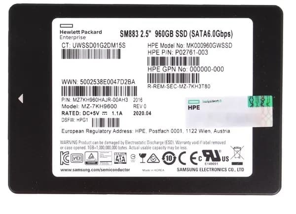 MZ7KH960HAJR-00AH3 - Samsung 960GB 2.5 inch V-NAND 6Gb/s SATA SSD