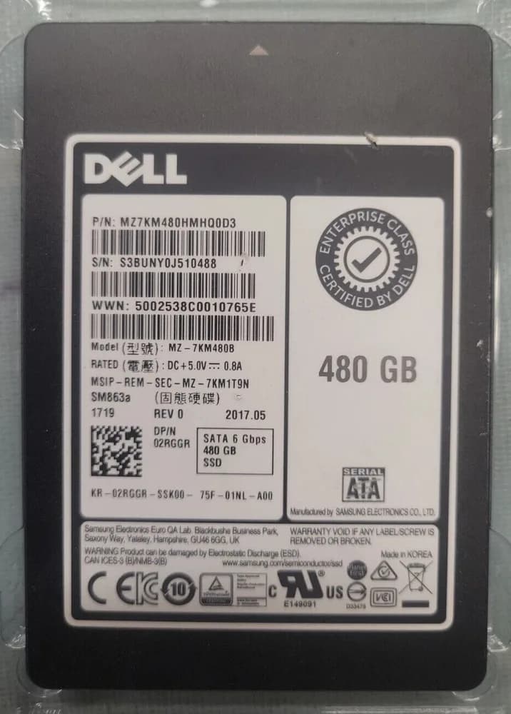 MZ7KM480HMHQ0D3 - Samsung SM863a 480GB SATA MLC 2.5" Solid State Drive