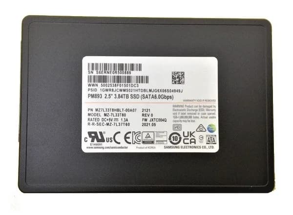 MZ7L33T8HBLT-00A07 - Samsung PM893 3.84TB 6Gb/s SATA TLC 2.5" SFF SSD