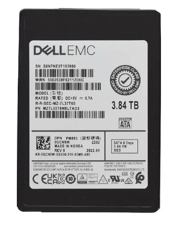 MZ7L33T8HBLTAD3 - Samsung PM893 3.84TB SATA TLC 2.5" Solid State Drive. Dell Oem