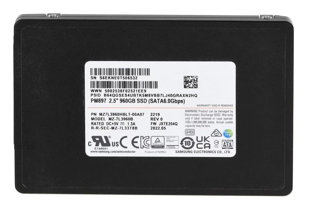 MZ7L3960HBLT - Samsung PM863 960GB SATA MLC SFF 2.5" Solid State Drive