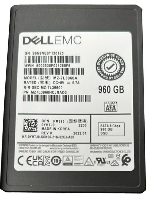 MZ7L3960HCJRAD3 - Samsung 960GB SATA 6Gb/s 2.5-in SSD. Dell OEM.
