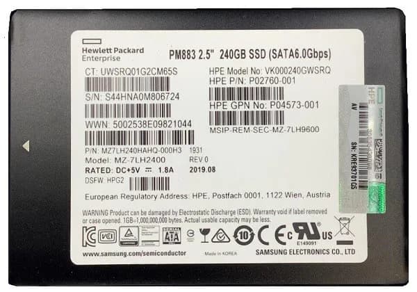MZ7LH240HAHQ-000H3 - Samsung 240GB PM893 2.5 inch TLC 6Gb/s SATA SSD
