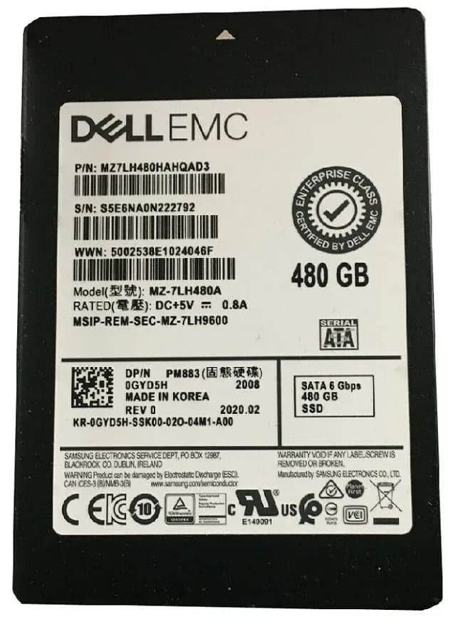 Samsung MZ7LH480HAHQAD3 480GB SATA 6Gb/s 2.5-Inch Solid State Drive