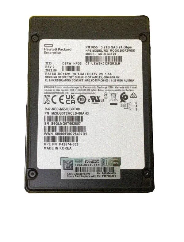 MZILG3T2HCLS-00AH3 - Samsung PM1655 3.2TB SAS TLC 2.5" SSD