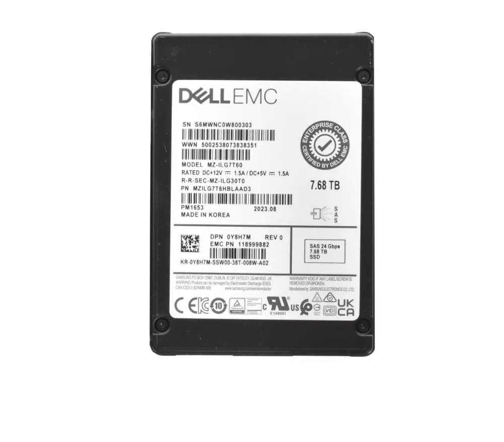 MZILG7T6HBLAAD3 - Samsung PM1653 7.68TB SAS TLC 2.5" Solid State Drive