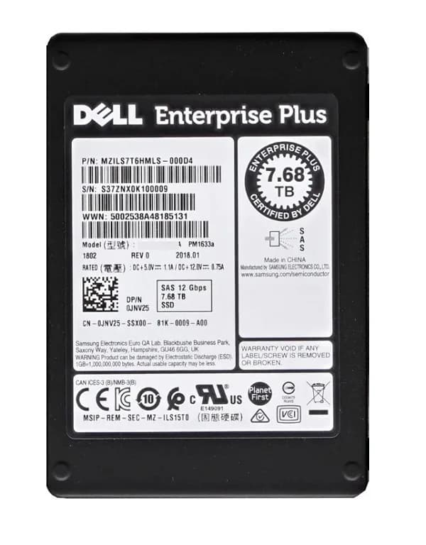 MZILS7T6HMLS-000D4 - Samsung PM1633a 7.68TB SAS TLC 2.5" SSD