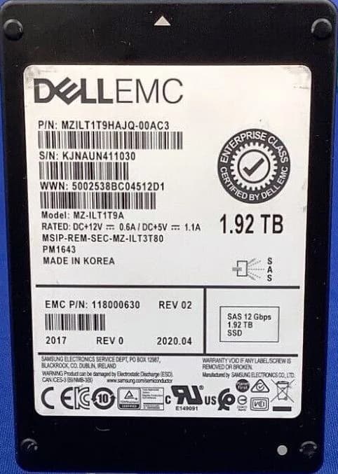Samsung MZILT1T9HAJQ-00AC3 1.92TB SAS 12Gb/s SSD