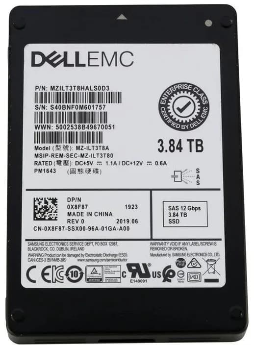 MZILT3T8HALS0D3 - Samsung PM1643 3.84TB SAS TLC 2.5" Solid State Drive