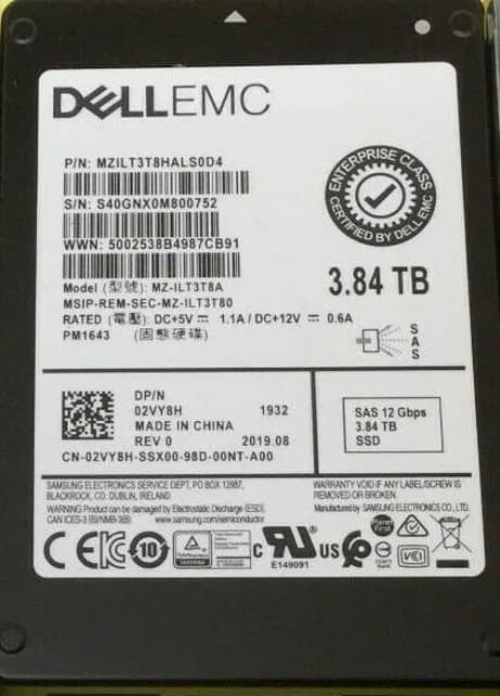 MZILT3T8HALS0D4 - Samsung PM1643 3.84TB SAS TLC 2.5" Solid State Drive