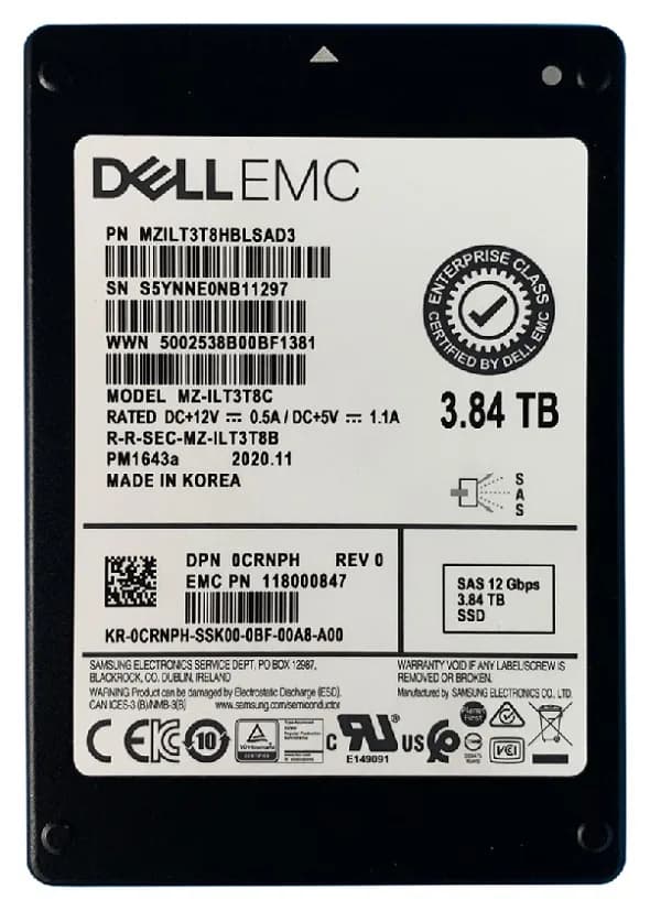MZILT3T8HBLSAD3 - Samsung PM1643A 3.84TB SAS TLC 2.5" SSD