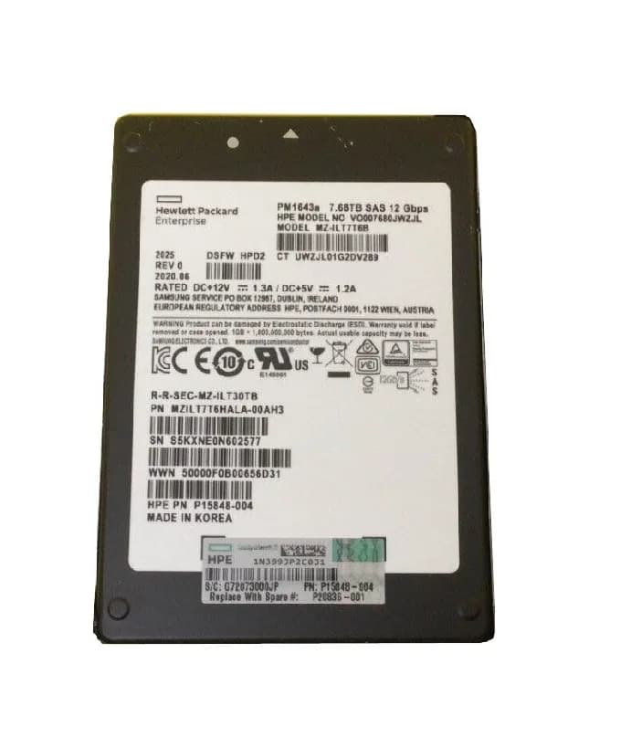 MZILT7T6HALA-00AH3 - Samsung PM1643A 7.68TB SAS TLC 2.5" SSD