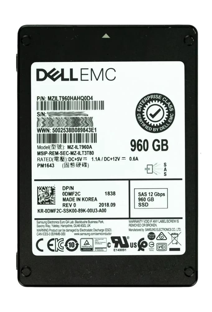 MZILT960HAHQ0D4 - Samsung PM1643 960GB SAS TLC 2.5" Solid State Drive