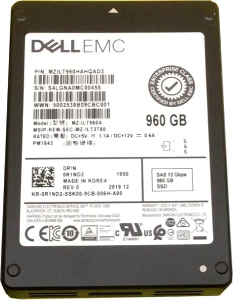 MZILT960HAHQAD3 - Samsung PM1643 960GB SAS TLC 2.5" Solid State Drive