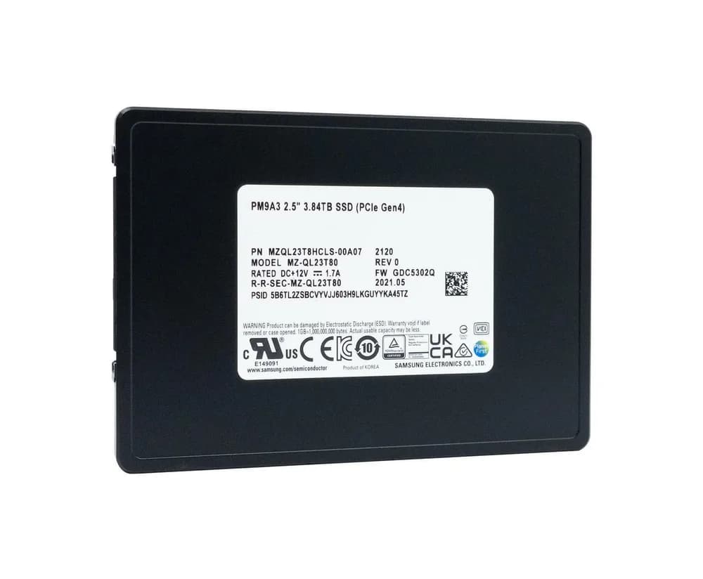 MZQL23T8HCLS-00A07 - Samsung PM9A3 3.84TB PCIe NVMe 2.5" U.2 SSD