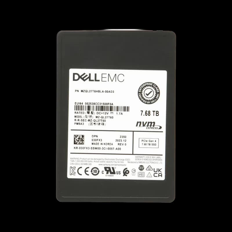 MZQL27T6HBLA-00AD3 - Samsung 7.68TB PCI Express NVMe TLC U.2 2.5" SSD