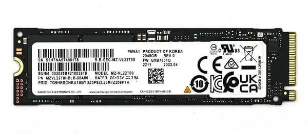 MZVL22T0HBLB-00A00 - Samsung PM9A1 2TB TLC PCIe NVMe 4.0 x4 M.2 SSD
