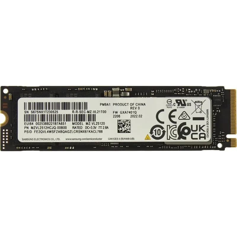 MZVL2512HCJQ-00B00 - Samsung PM9A1 512GB TLC PCIe 4.0 x4 M.2 2280 SSD
