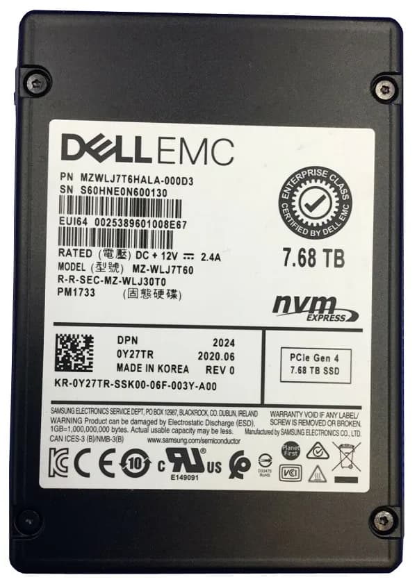MZWLJ7T6HALA-000D3 - Samsung PM1733 7.68TB PCIe NVMe TLC 2.5" SSD