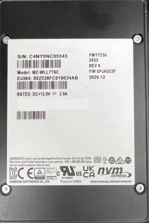 MZWLL15THMLA - Samsung PM1723B 15.36TB PCIe 2.5-Inch Solid State Drive