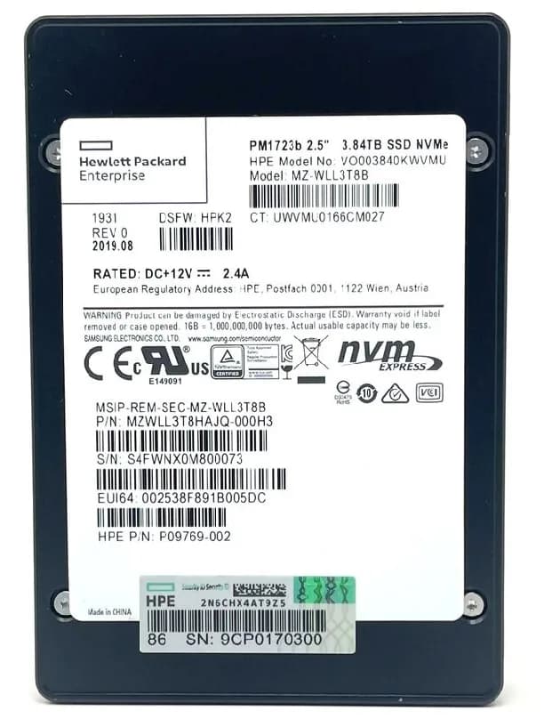MZWLL3T8HAJQ-000H3 - Samsung PM1723B 3.84TB PCIe NVMe MLC 2.5" SSD