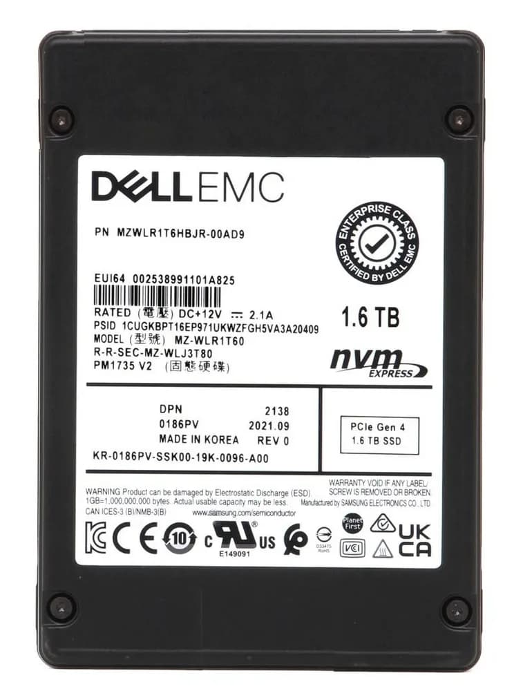MZWLR1T6HBJR-00AD9 - Samsung PM1735 1.6TB PCIe NVMe TLC U.2 2.5" SSD