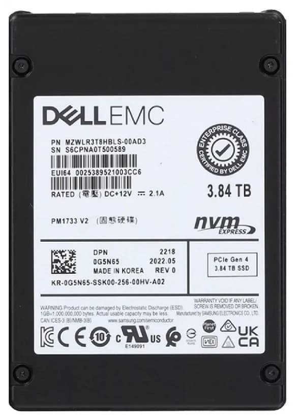 MZWLR3T8HBLS-00AD3 - Samsung PM1733 3.84TB PCI Express NVMe 2.5" SSD