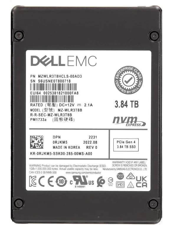 MZWLR3T8HCLS-00AD3 - Samsung PM1733A 3.84TB PCI Express NVMe 2.5" SSD