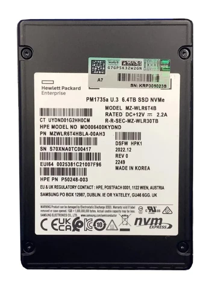 MZWLR6T4HBLA-00AH3 - Samsung 6.4TB PCI Express 4.0 Solid State Drive