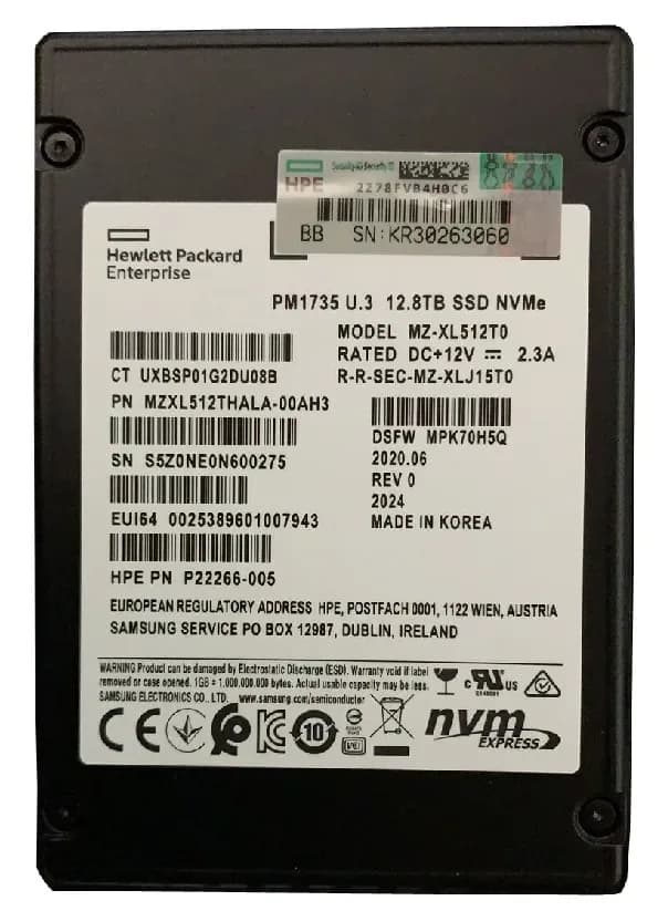 MZXL512THALA-00AH3 - Samsung 12.8TB PCI Express 2.5" Solid State Drive