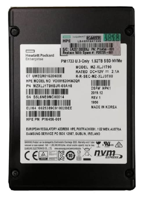 MZXLJ1T9HBJR-00AH8 - Samsung PM1733 1.92TB PCI Express NVMe 2.5" SSD