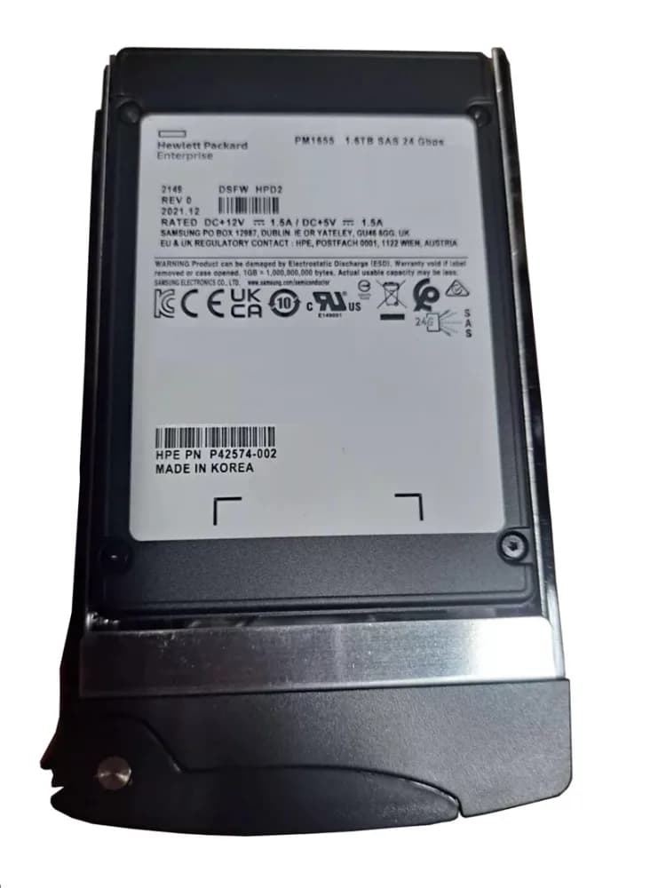 P49723-001 - HPE 1.6TB SAS 24Gb/s MU SFF BC PM1655 PVT SSD