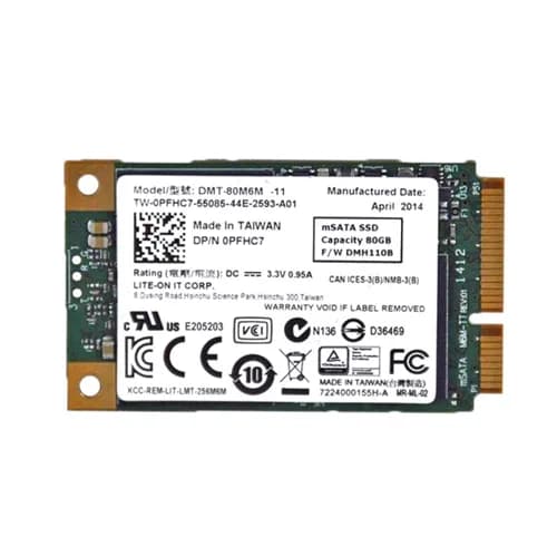 PFHC7 - Dell 80GB 1.8 inch MLC 6Gb/s PCIe Solid State Drive