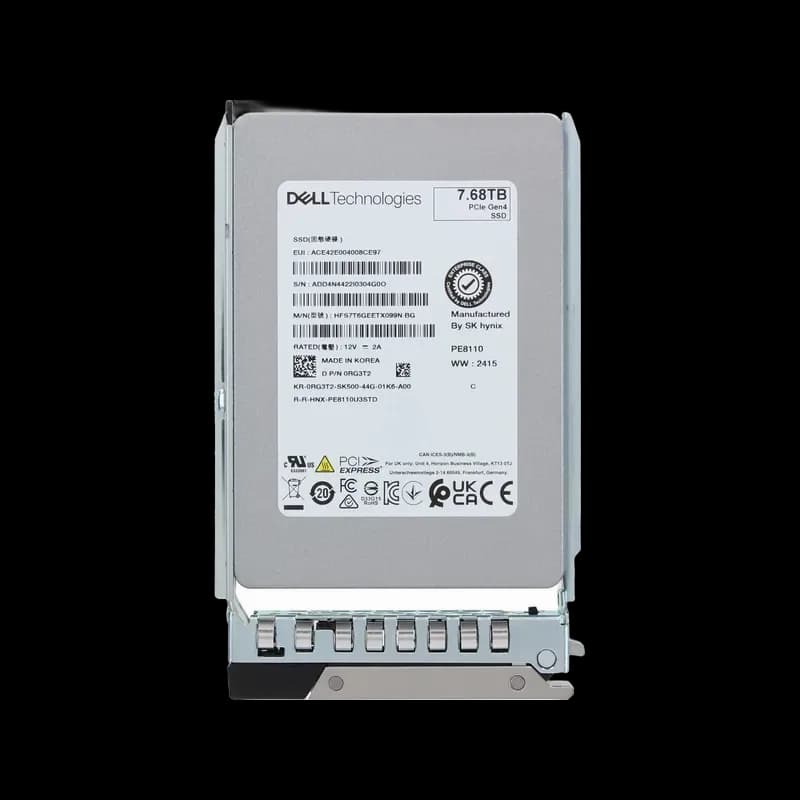 RG3T2 - Dell 7.68TB PCI Express NVMe U.2 2.5" Solid State Drive
