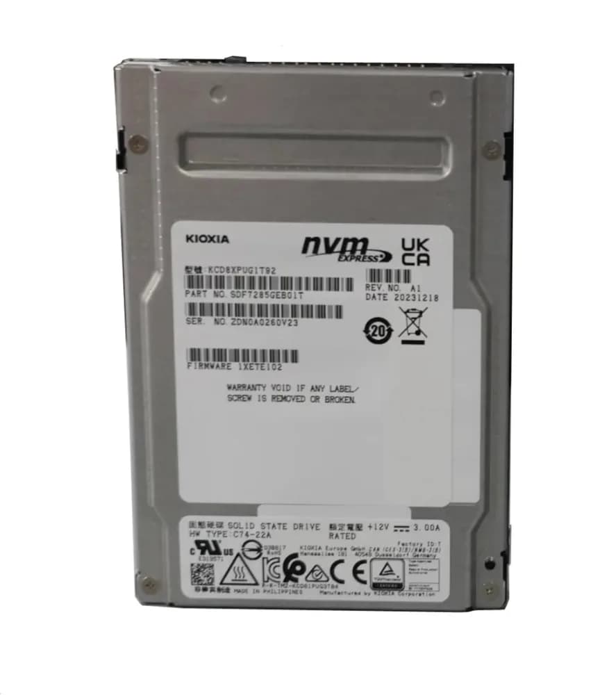 SDF7285GEB01T - Kioxia CD8-R 1.92TB PCIe 5.0 x4 NVMe RI 2.5" SSD