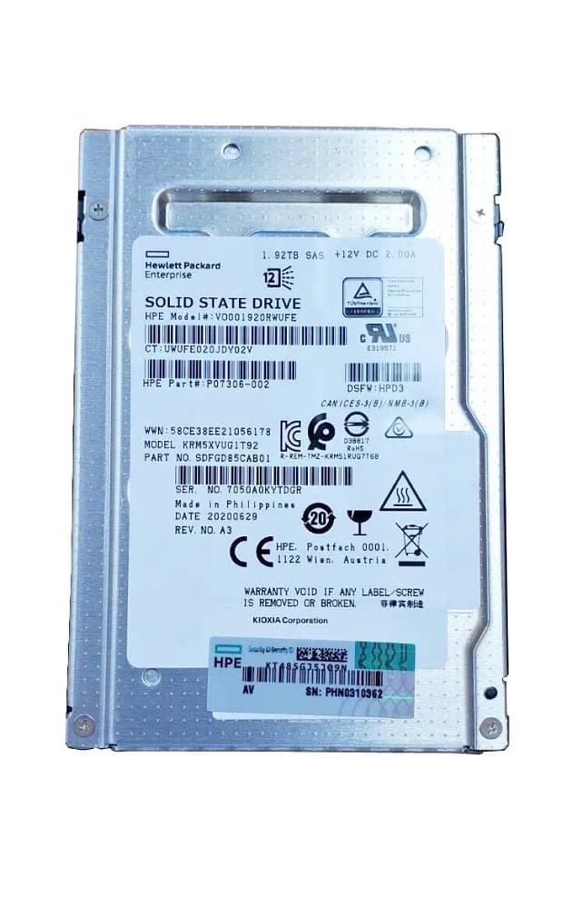 SDFGD85CAB01 - KIOXIA RM5 1.92TB SAS SFF 2.5" Solid State Drive