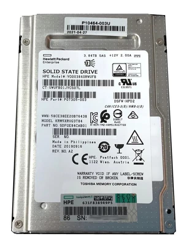 SDFGE84CAB01 - KIOXIA 3.84TB SAS SFF 2.5" Solid State Drive